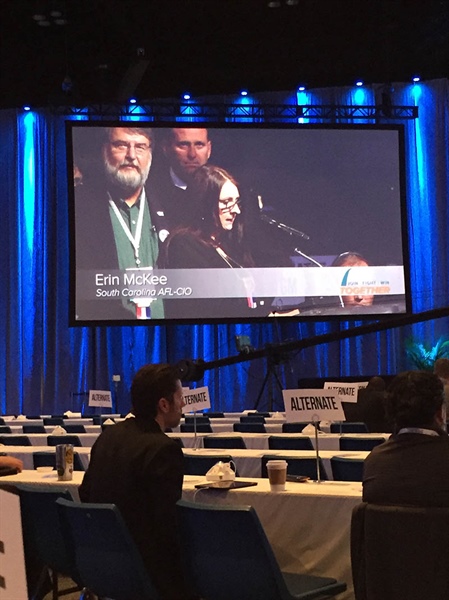 OPEIU Local 277 member Erin McKee tells @aflcio17 that all Americans deserve health coverage now! #aflcio17