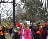 AFL-CIO Secretary-Treasurer Liz Shuler welcomes the crowd of labor marchers in D.C.